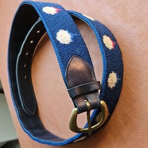 Needlepoint Mens Navy Golf Belt, 40in Length, Golf Ball On Tee